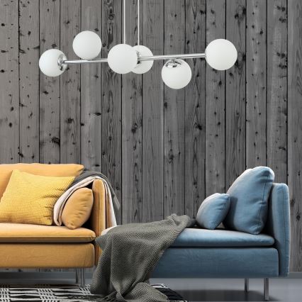 Pakarināma lustra uz stieples MADDIE 6xE14/5W/230V, spīdīgs hroms