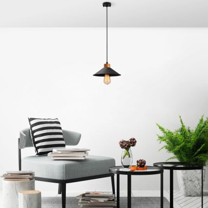 Pakarināmā lustra uz vada MANAVGAT 1xE27/40W/230V melna/brūna