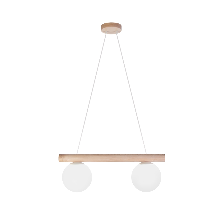 Pakarināmā lustra uz vada WOODSTOCK 2xE27/15W/230V koks/krēmkrāsa