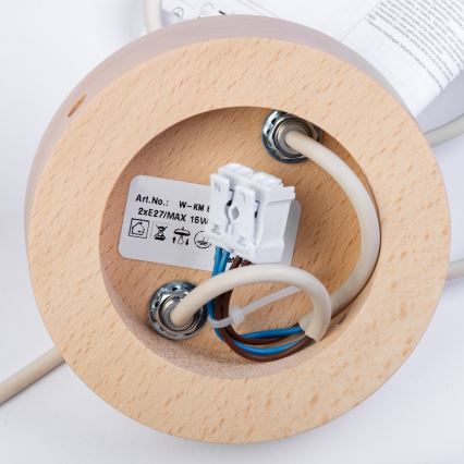 Pakarināmā lustra uz vada WOODSTOCK 2xE27/15W/230V koks/krēmkrāsa