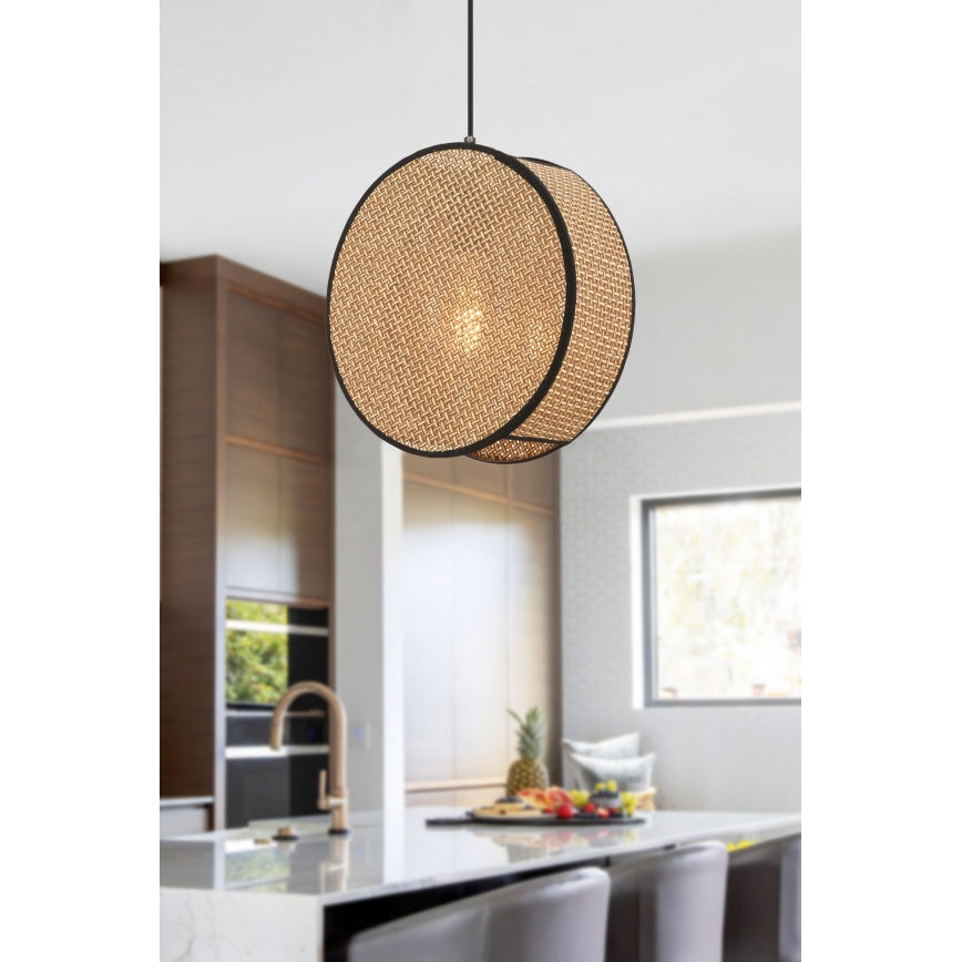 Pakarināmais gaismeklis BIG DRUM ar vadu 1xE27/60W/230V brūns/melns