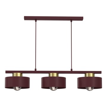 Pakarināmais gaismeklis uz kabeļa MARTI 3xE27/15W/230V burgundijas/zelta