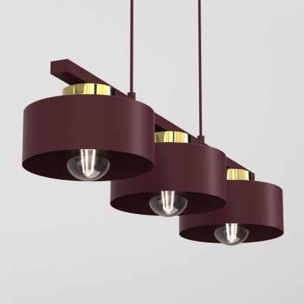 Pakarināmais gaismeklis uz kabeļa MARTI 3xE27/15W/230V burgundijas/zelta