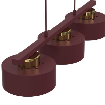 Pakarināmais gaismeklis uz kabeļa MARTI 3xE27/15W/230V burgundijas/zelta