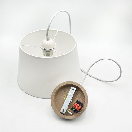 Pakarināmais gaismeklis uz troses AIDA 1xE27/60W/230V Ø25 cm ozols/balts