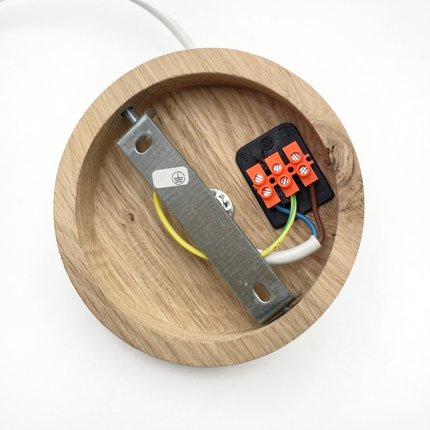 Pakarināmais gaismeklis uz troses AIDA 1xE27/60W/230V Ø25 cm ozols/balts