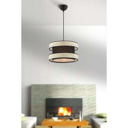 Pakarināmais gaismeklis uz vada HALO 1xE27/60W/230V melns/krēmkrāsains