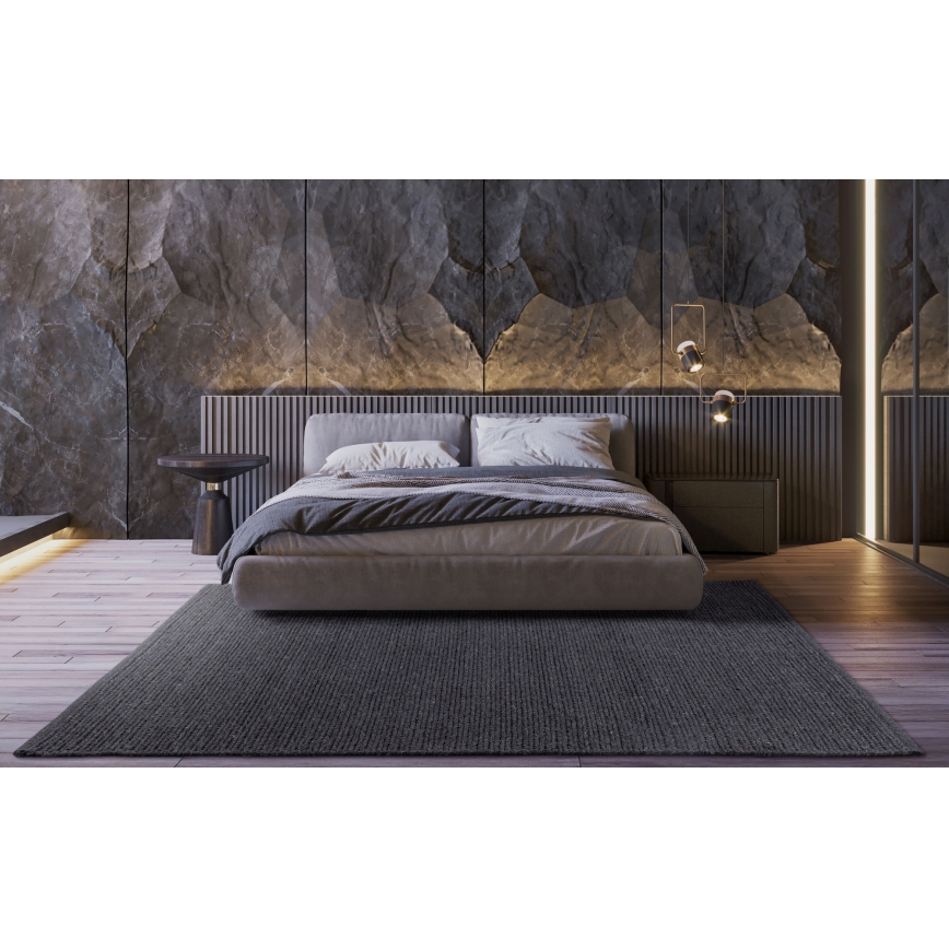 Paklājs FIR WOOL 70 × 140 cm, 2600 g/m², antracīts/dabisks