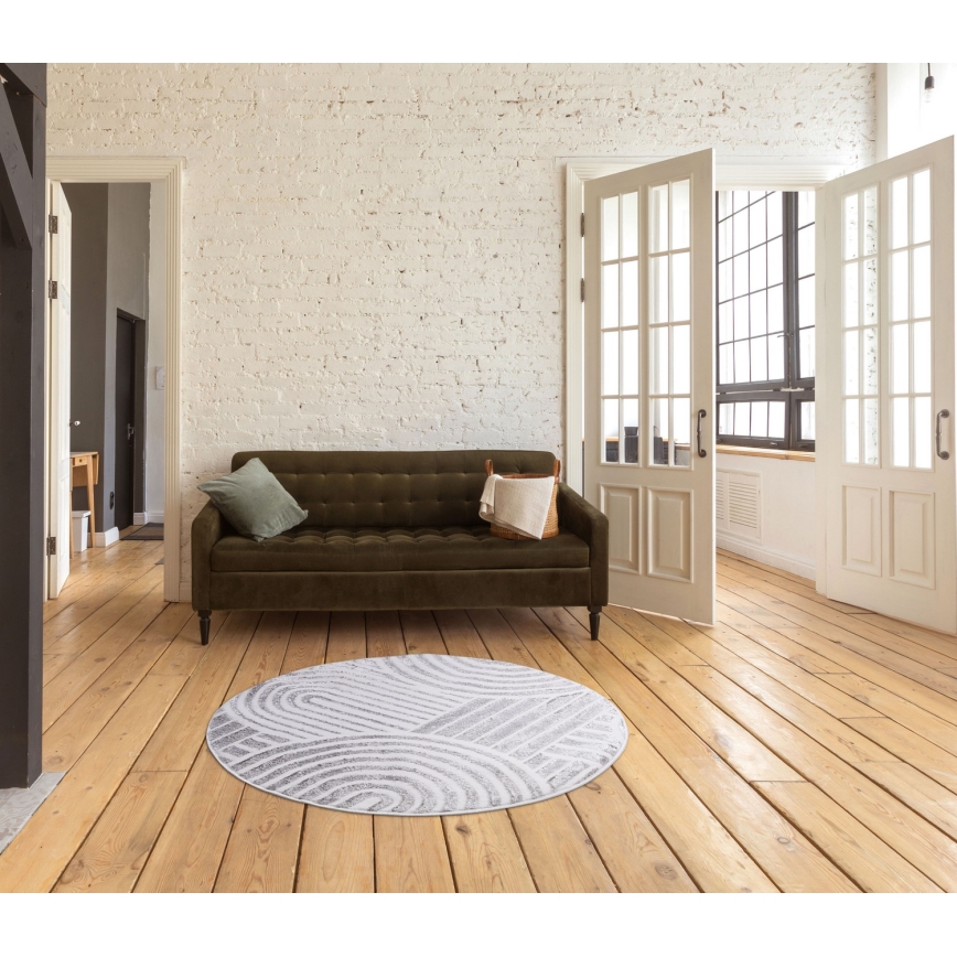 Paklājs SALAMANCA 100 cm pelēks/balts