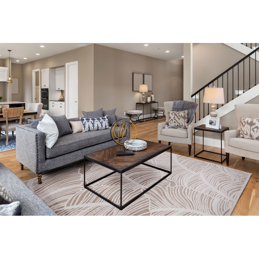 Paklājs SALAMANCA 200x280 cm bēšs/balts/lapu raksts