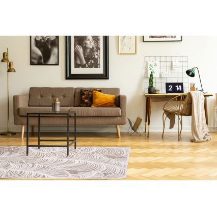 Paklājs SALAMANCA 67x120 cm, bēšs/balts ar lapu rakstu