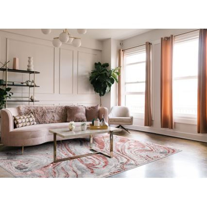 Paklājs STONE 160x220 cm rozā/pelēks