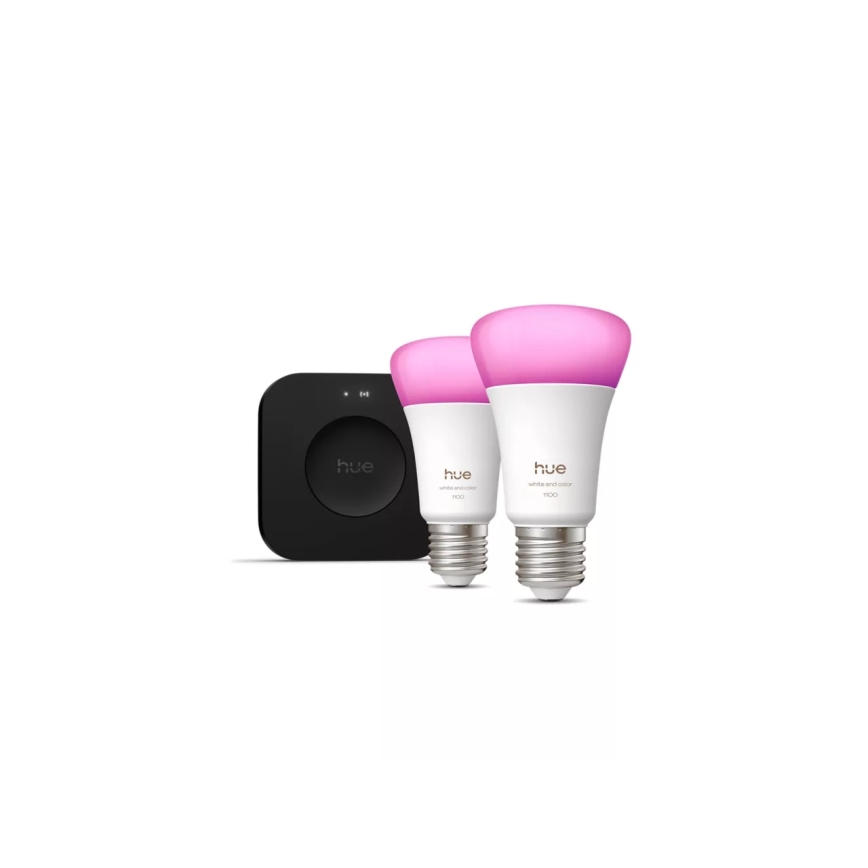 Pamata komplekts Philips Hue WHITE AND COLOR AMBIANCE 2xE27/8,1W 1000-20000K  + savienojuma ierīce