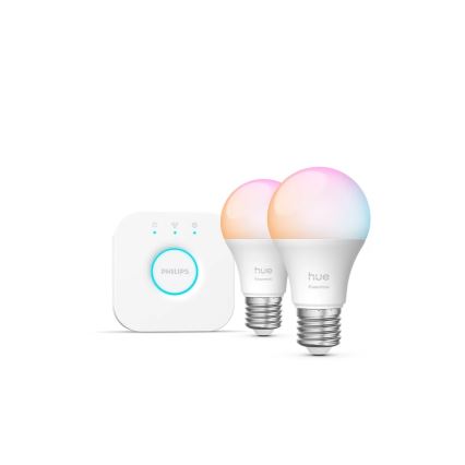 Sākuma komplekts Philips Hue White And Color Ambiance Essential 2xE27/8W/230V 2200-6500K + savienojuma ierīce