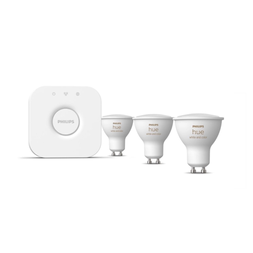 Pamata komplekts Philips Hue WHITE AND COLOR AMBIANCE 3xGU10/5,7W/230V 2000-6500K + ierīce savienojumam