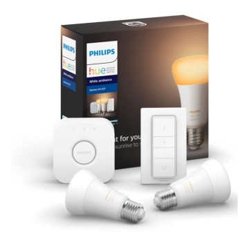 Pamata komplekts Philips Hue WHITE AMBIANCE 2xE27/8.5W/230V + savienošanas ierīce