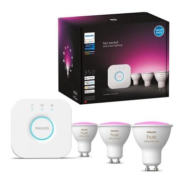 Pamata komplekts Philips Hue WHITE AND COLOR AMBIANCE 3xGU10/5,7W/230V 2000-6500K + ierīce savienojumam