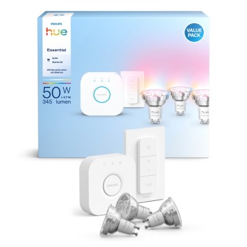 Pamata komplekts Philips Hue White And Color Ambiance Essential 3xGU10/4,7W/230V 2200-6500K + savienošanas ierīce