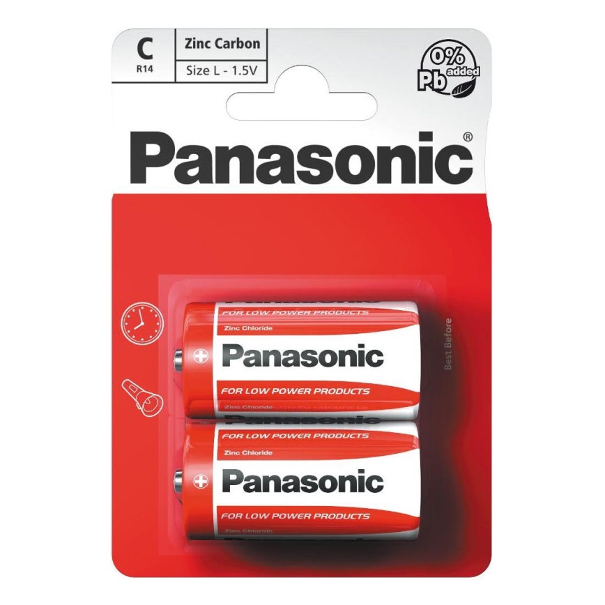 Panasonic - 2 gab. Cinka-oglekļa baterija C 1,5V