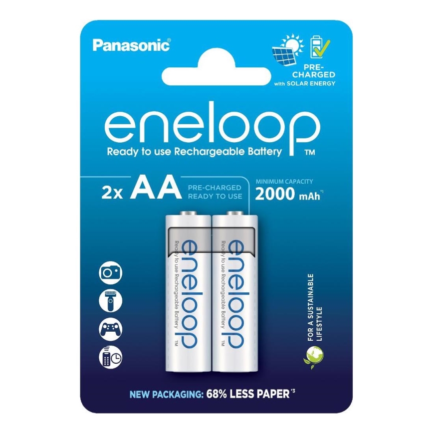 Panasonic - 2 gab. Uzlādējama baterija AA Eneloop 2000 mAh