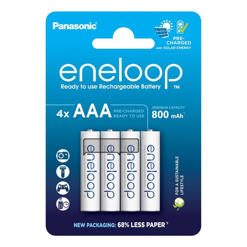 Panasonic - 4 gab. Uzlādējama baterija AAA Eneloop 800 mAh