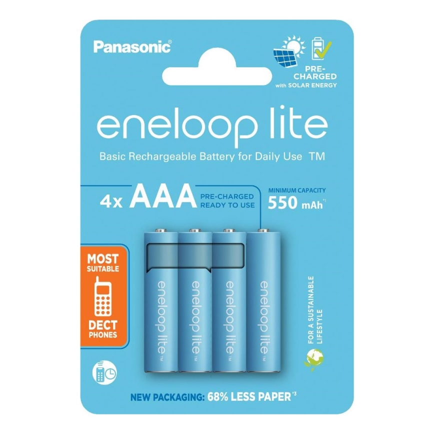 Panasonic - 4 gab. Uzlādējama baterija AAA Eneloop Lite 550 mAh