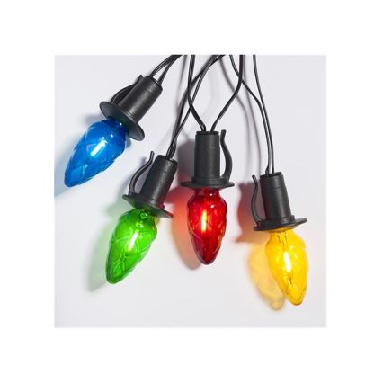 Paplašināma LED āra virtene CONE FILAMENT 20xE10 14m krāsaina/siltā balta IP44, Ražots Čehijā