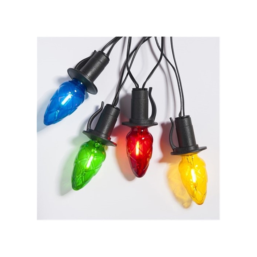 Paplašināma LED āra virtene CONE FILAMENT 20xE10 14m krāsaina/siltā balta IP44, Ražots Čehijā