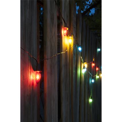 Paplašināma LED āra virtene CONE FILAMENT 20xE10 14m krāsaina/siltā balta IP44, Ražots Čehijā