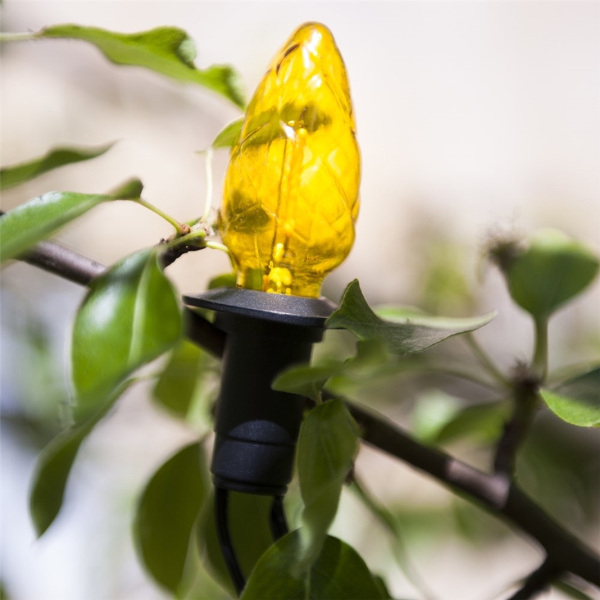 Paplašināma LED āra virtene CONE FILAMENT 20xE10 14m krāsaina/siltā balta IP44, Ražots Čehijā
