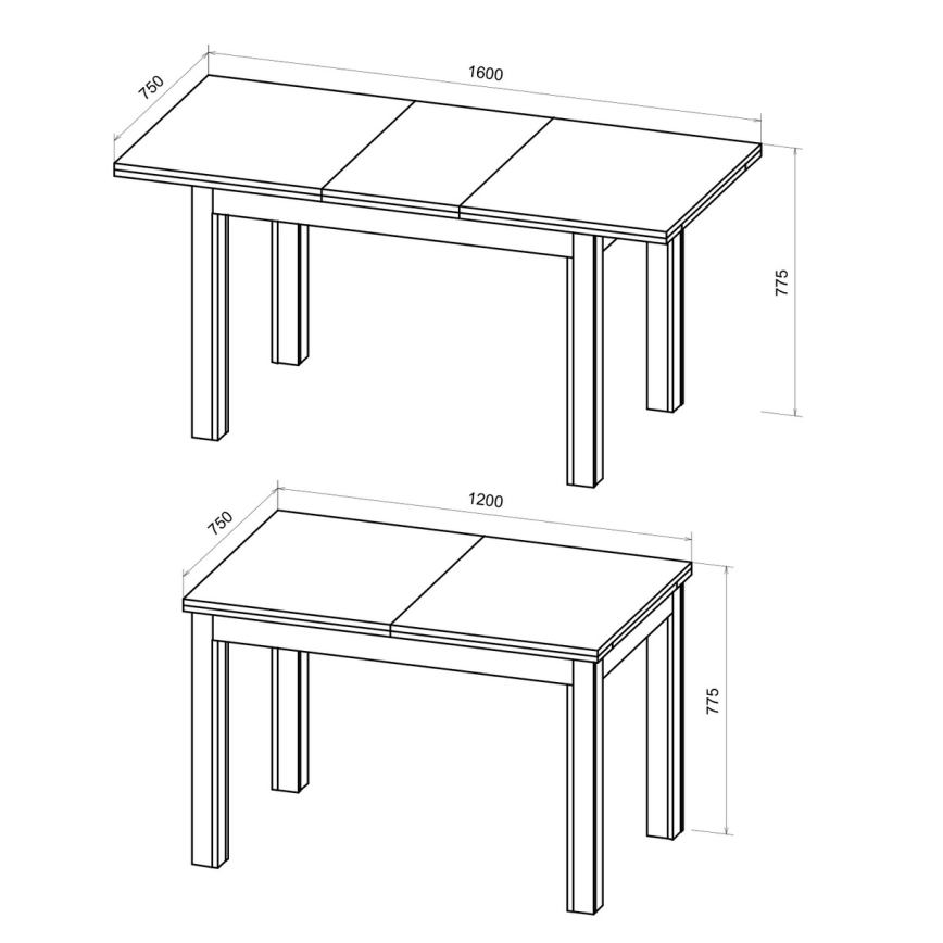 Paplašināms ēdamgalds DOO 120/160x75 cm artisan ozols/melns