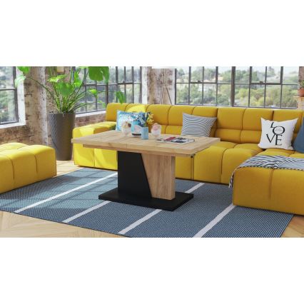 Paplašināms konferenču/ēdamistabas galds ar paceļamu virsmu NINO ozols craft/melns