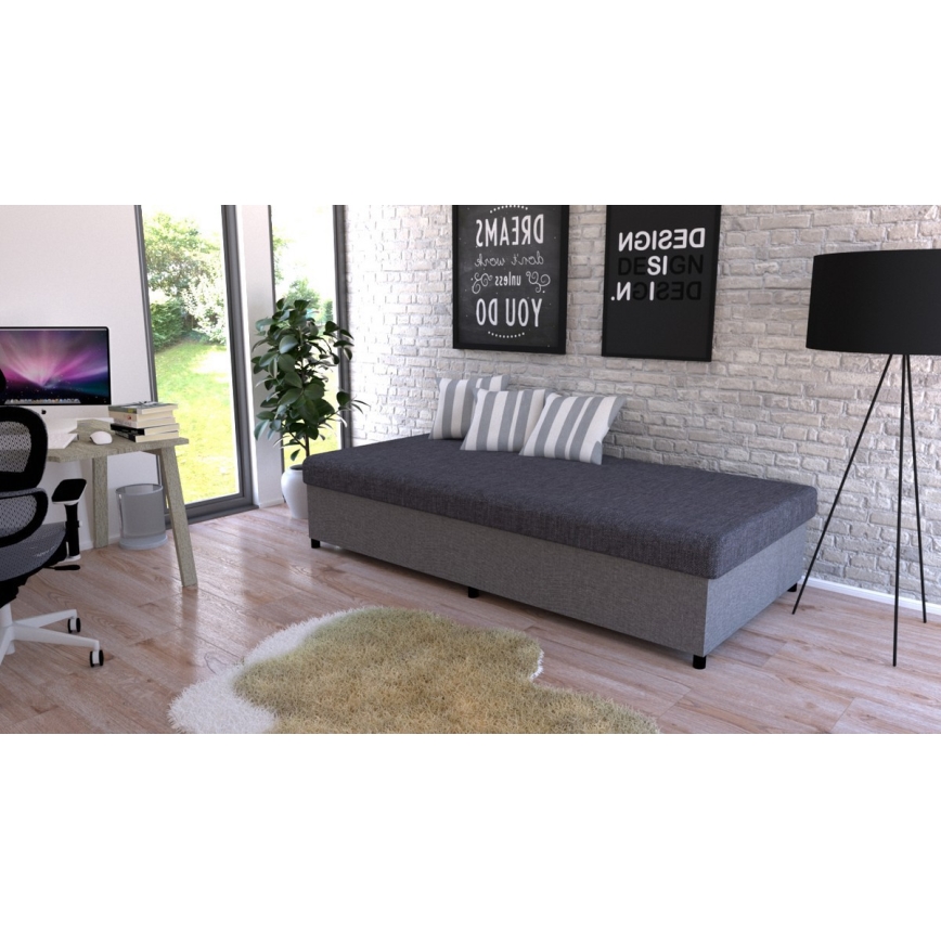 Polsterēta dīvāngulta ar glabāšanas nodalījumu CORY 80x200 pelēka