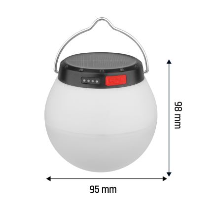 Pārnēsājama LED lampa ar regulējamu spilgtumu un saules uzlādi LUMINA ORB LED/5V 800 mAh