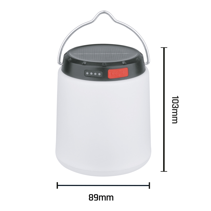 Pārnēsājama LED lampa ar regulējamu spilgtumu un saules uzlādi LUMINA TUBO LED/5V 800 mAh