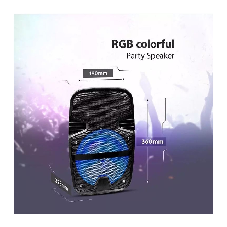 Pārnēsājams Bluetooth skaļrunis ar mikrofonu 15W/3,7V LED RGB + TP