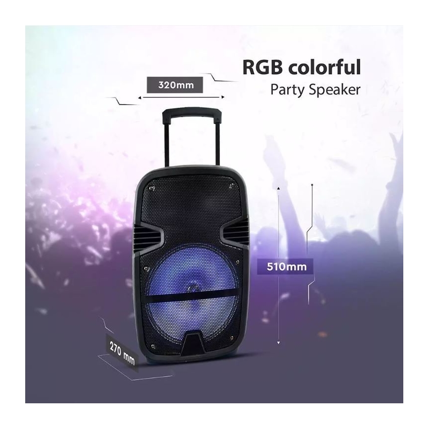 Pārnēsājams Bluetooth skaļrunis ar mikrofonu 35W/3,7V LED RGB + TP