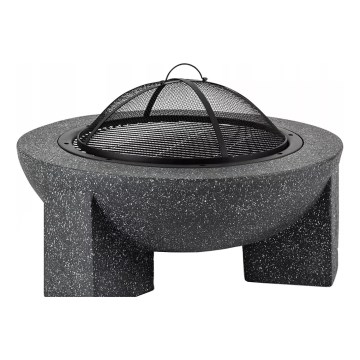Pārnēsājams ugunskura trauks ar resti 79,5x38 cm melns/tumšs granīts