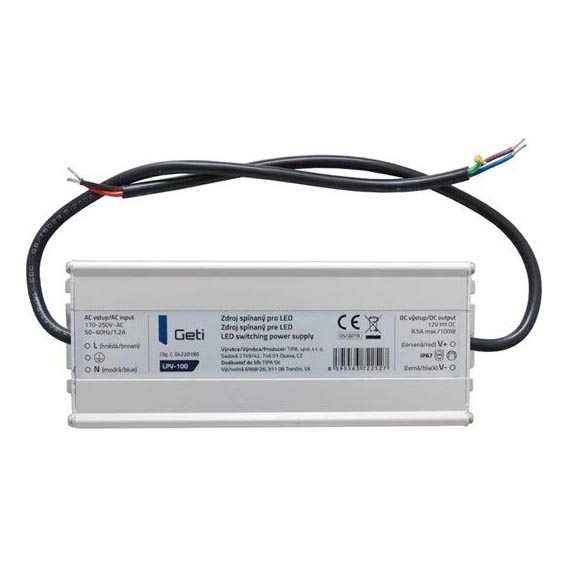 Pārslēdzams barošanas avots LED joslām 100W/12V IP67