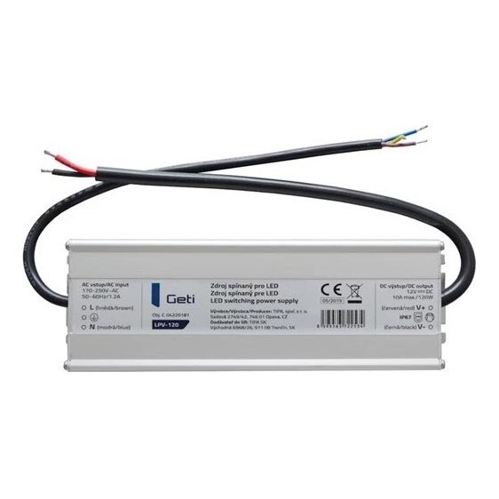 Pārslēdzams barošanas avots LED joslām 120W/12V IP67