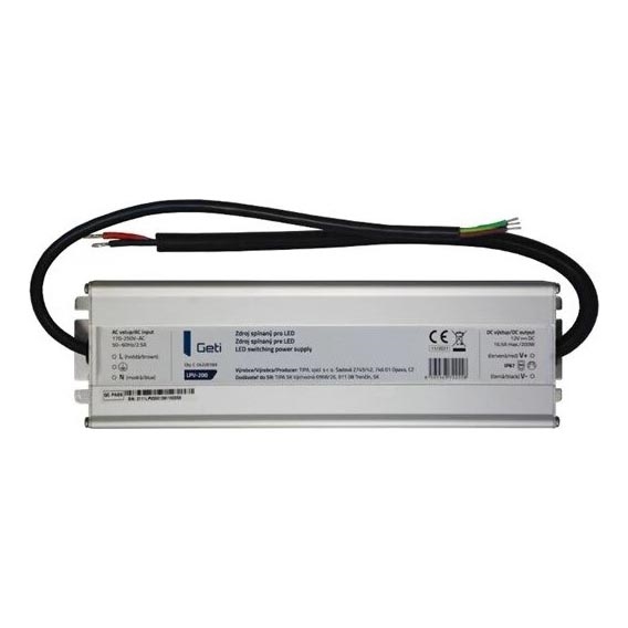 Pārslēdzams barošanas avots LED joslām 200W/12V IP67