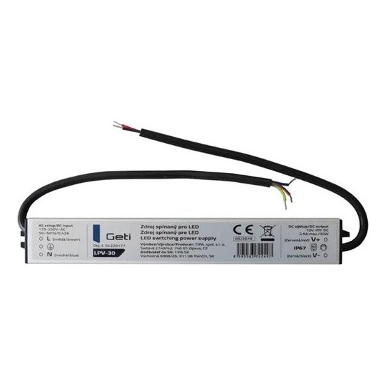 Pārslēdzams barošanas avots LED joslām 30W/12V IP67