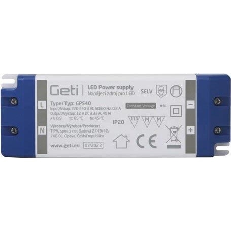 Pārslēdzams barošanas avots LED joslām 40W/12V IP20