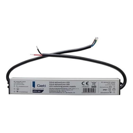 Pārslēdzams barošanas avots LED joslām 50W/12V IP67