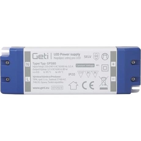 Pārslēdzams barošanas avots LED joslām 80W/12V IP20