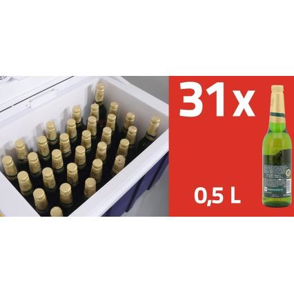 Pārvietojama dzesēšanas kaste ar riteņiem 60W/230/12V 50 l zila/dzeltena