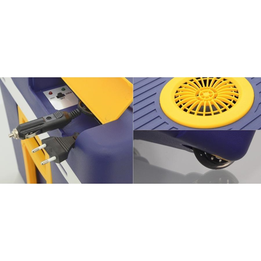 Pārvietojama dzesēšanas kaste ar riteņiem 60W/230/12V 50 l zila/dzeltena