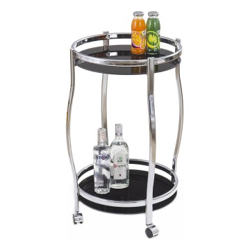 Pārvietojams bāra galds BAR 71x42 cm spīdīgi hromēts/melna