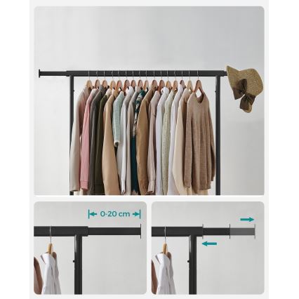 Pārvietojams brīvi stāvošais pakaramais LINEA, melns