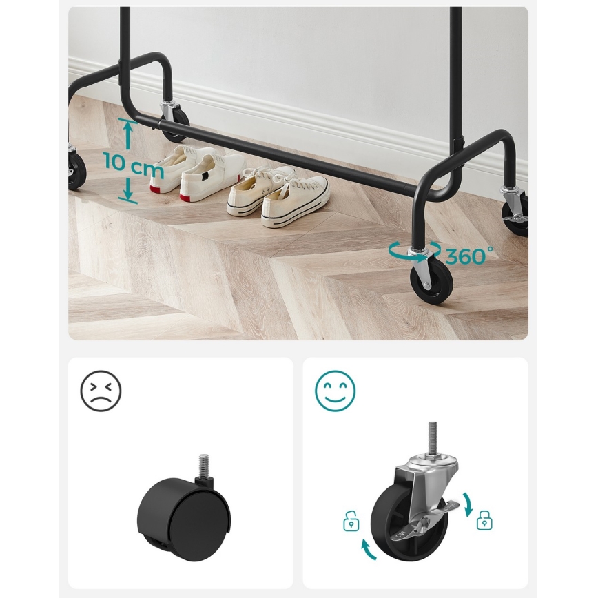 Pārvietojams brīvi stāvošais pakaramais LINEA, melns